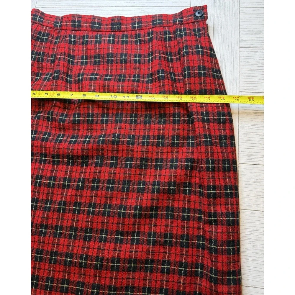 Pendleton Vintage Red & Black Plaid Lined Skirt 100% Virgin Wool Sz 12‎ Classic
